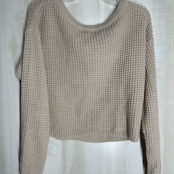 Missguided beige long sleeve crop sweater, size 2/4 - Picture 8 of 10